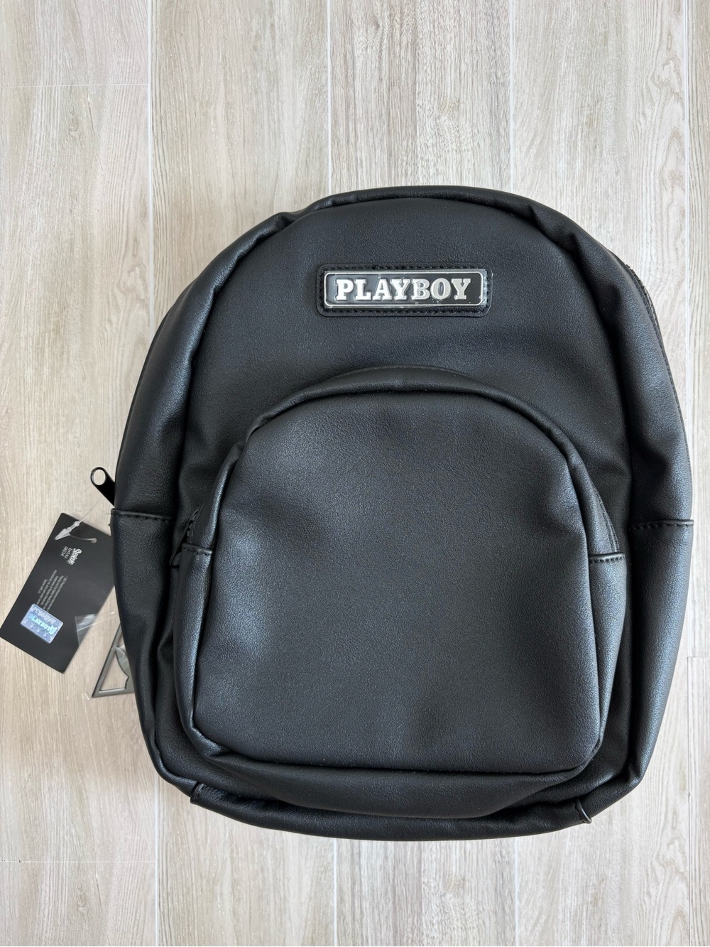 NWT PLAYBOY Black Faux Leather Backpack McBling Y2K Inspired Girls Next Door